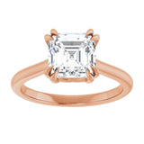 14K Rose 7 mm Asscher Solitaire Engagement Ring Mounting variant--Asscher variant--2CT variant--14K-rose-gold