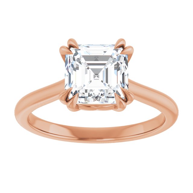 14K Rose 7 mm Asscher Solitaire Engagement Ring Mounting variant--Asscher variant--2CT variant--14K-rose-gold