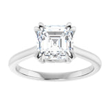 14K White 7 mm Asscher Solitaire Engagement Ring Mounting variant--Asscher variant--2CT variant--14K-white-gold