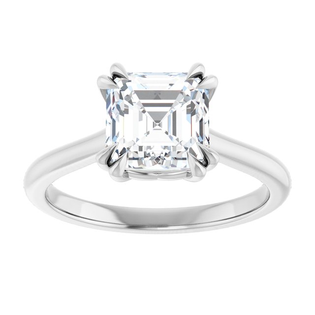 14K White 7 mm Asscher Solitaire Engagement Ring Mounting variant--Asscher variant--2CT variant--14K-white-gold
