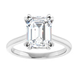 14K White 9x7 mm Emerald Solitaire Engagement Ring Mounting variant--Emerald variant--3CT variant--14K-white-gold