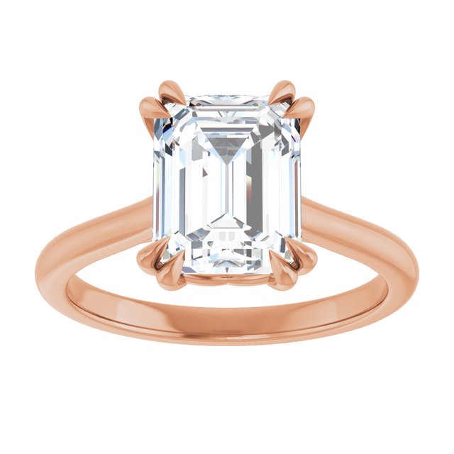 14K Rose 9x7 mm Emerald Solitaire Engagement Ring Mounting variant--Emerald variant--3CT variant--14K-rose-gold
