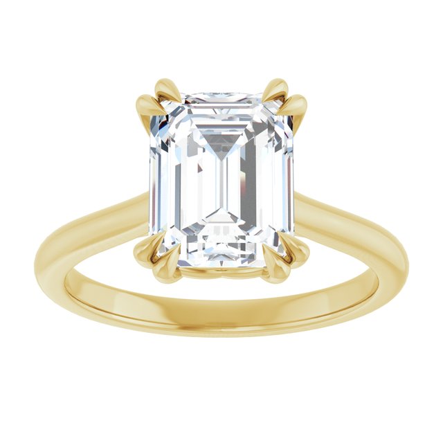 14K Yellow 9x7 mm Emerald Solitaire Engagement Ring Mounting variant--Emerald variant--3CT variant--14K-yellow-gold