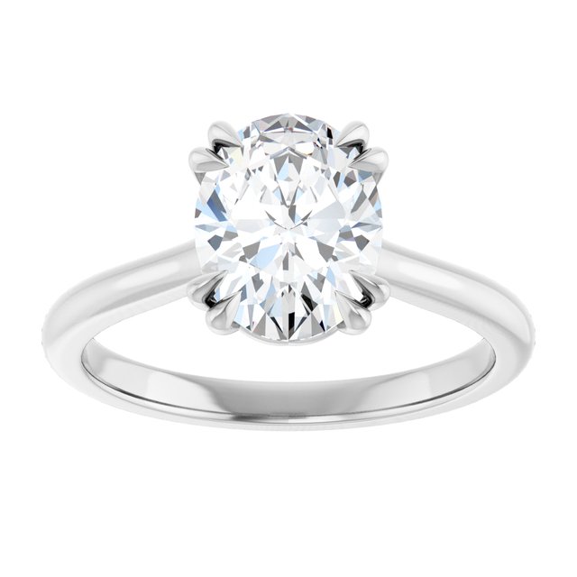 14K White 9x7 mm Oval Solitaire Engagement Ring Mounting variant--Oval variant--2CT variant--14K-white-gold