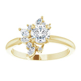 14K yellow gold .5CT Round-cut Diamond Floral Cluster Diamond Engagement Ring/2-CT variant--.5CT variant--Round variant--.5CT variant--14K-white-gold