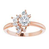 14K rose gold .5CT Round-cut Diamond Floral Cluster Diamond Engagement Ring variant--Round variant--1CT variant--14K-yellow-gold