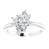 14K white gold .5CT Round-cut Diamond Floral Cluster Diamond Engagement Ring/2-CT variant--.5CT variant--Round variant--.5CT variant--14K-rose-gold