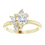 14K yellow gold 1CT Round-cut Diamond Floral Cluster Diamond Engagement Ring variant--Round variant--1CT variant--14K-white-gold