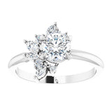 14K white gold 1CT Round-cut Diamond Floral Cluster Diamond Engagement Ring variant--Round variant--1CT variant--14K-rose-gold