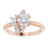 14K rose gold 1CT Round-cut Diamond Floral Cluster Diamond Engagement Ring/2-CT.5CT variant--Round variant--1.5CT variant--14K-yellow-gold