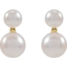 14K Yellow Cultured White Freshwater Pearl Earrings