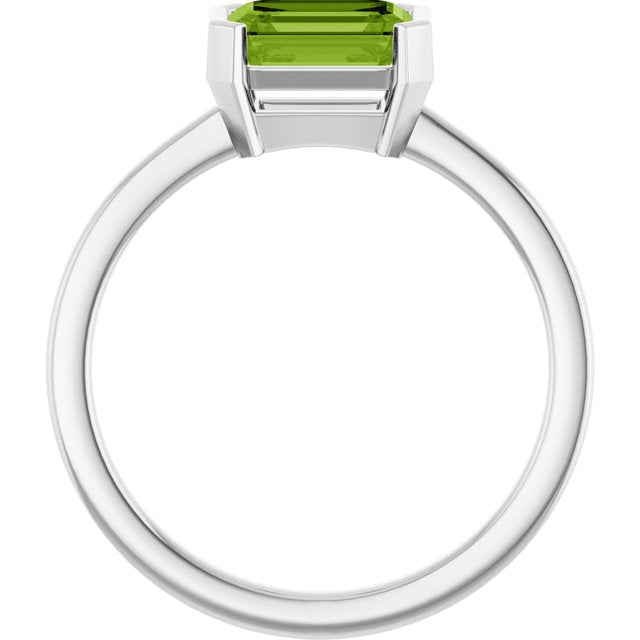 Sterling Silver Natural Peridot Ring variant--14K-white-gold variant--Peridot variant--Sterling-silver