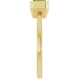 Gemmy tile cocktail ring with peridot stone, angled view in gold variant--14K-yellow-gold variant--Peridot