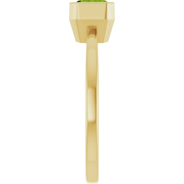Gemmy tile cocktail ring with peridot stone, angled view in gold variant--14K-yellow-gold variant--Peridot