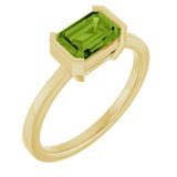 Gemmy tile cocktail ring with peridot, band detail in 14K gold variant--14K-yellow-gold variant--Peridot