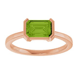 Gemmy tile cocktail ring with peridot in 14K rose gold, front view variant--14K-white-gold variant--Peridot variant--Sterling-silver