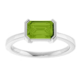 Gemmy tile ring with peridot in 14K gold, editorial flat lay variant--14K-yellow-gold variant--Peridot