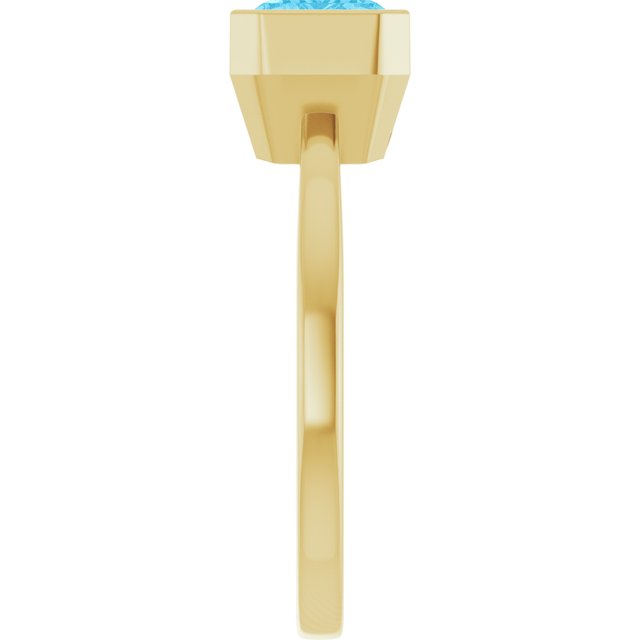 Gemmy tile cocktail ring with sapphire in 14K gold, side angle view variant--14K-yellow-gold variant--Sapphire