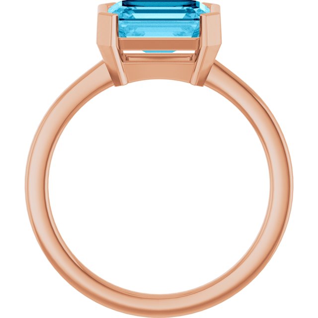 Half-Bezel Solitaire Ring variant--14K-rose-gold variant--Sapphire