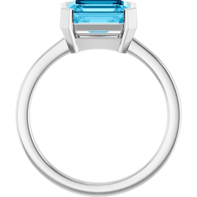 Half-Bezel Solitaire Ring variant--14K-white-gold variant--Sapphire variant--Sterling-silver