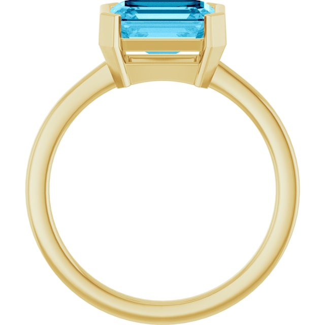 Half-Bezel Solitaire Ring variant--14K-yellow-gold variant--Sapphire
