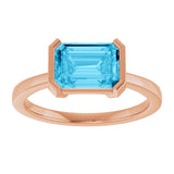 Gemmy tile cocktail ring with sapphire in 14K gold, angle view variant--14K-white-gold variant--Sapphire variant--Sterling-silver