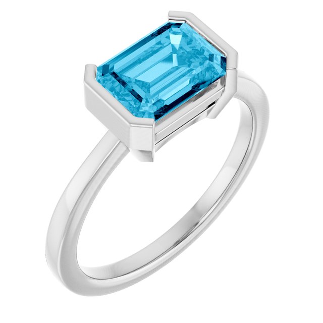 Gemmy tile cocktail ring with sapphire in 14K gold, detail view variant--14K-white-gold variant--Sapphire variant--Sterling-silver