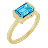 Gemmy tile cocktail ring with lab-grown sapphire in 14K white gold variant--14K-yellow-gold variant--Sapphire