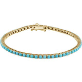 14K Yellow Natural Turquoise Line 7 1/2" Bracelet variant--Turquoise