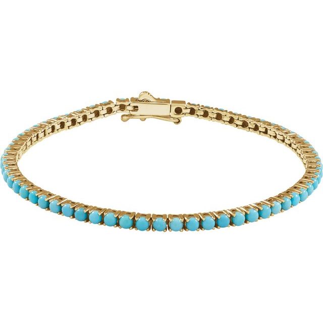 14K Yellow Natural Turquoise Line 7 1/2" Bracelet variant--Turquoise