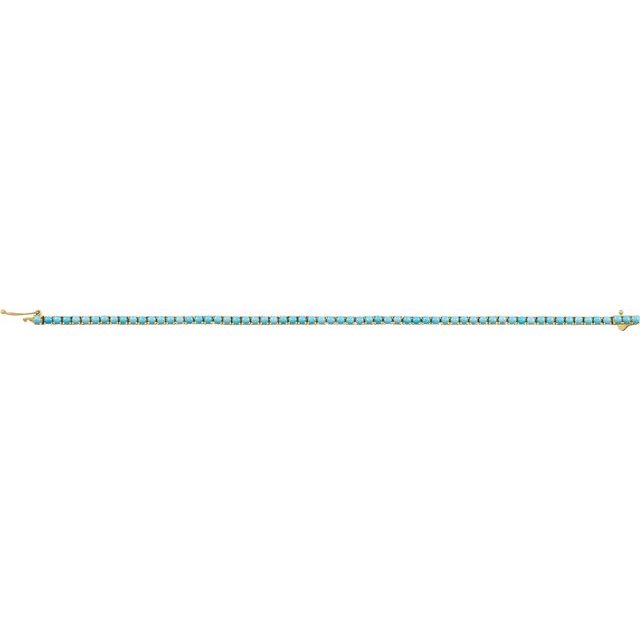 Turquoise tennis bracelet in 14K gold with Sleeping Beauty turquoise, front view variant--Turquoise