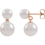 14K rose gold double pearl earrings with cultured pearls rose gold variant--14K-rose-gold