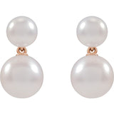 14K Rose Cultured White Freshwater Pearl Earrings rose gold variant--14K-rose-gold