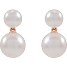 14K Rose Cultured White Freshwater Pearl Earrings