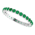 10K white gold-ring set with-Emerald, ideal for stacking, handcrafted in the US