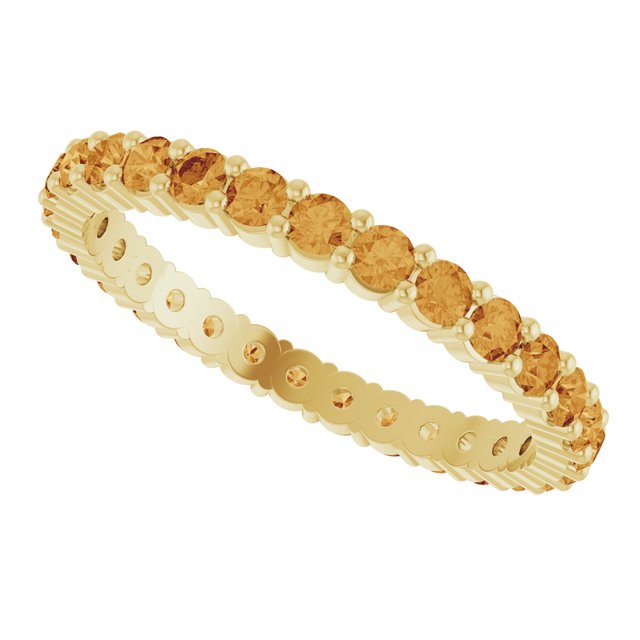 10K yellow gold-ring set with-Citrine, ideal for stacking, handcrafted in the US