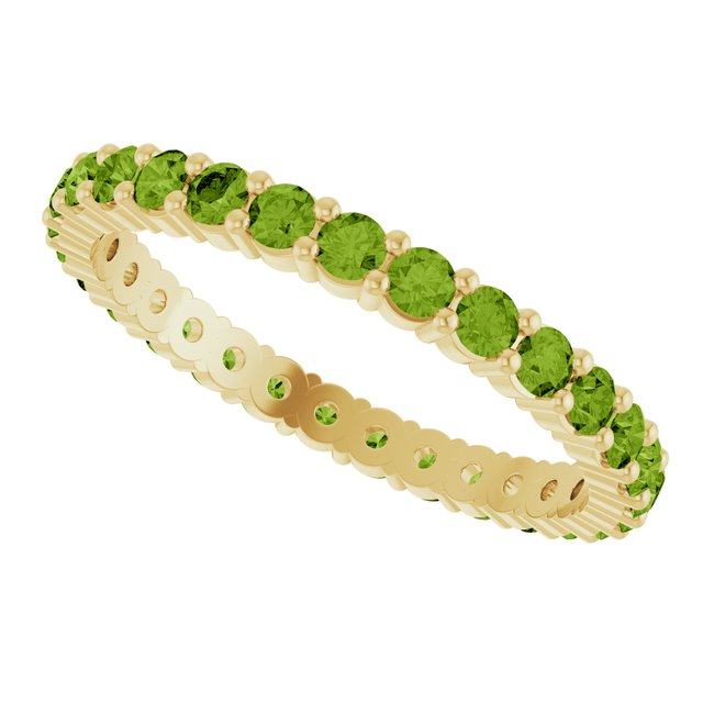 10K yellow gold-ring set with-Peridot, ideal for stacking, handcrafted in the US