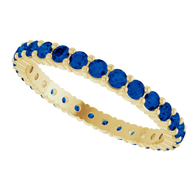 10K yellow gold-ring set with-Sapphire, ideal for stacking, handcrafted in the US