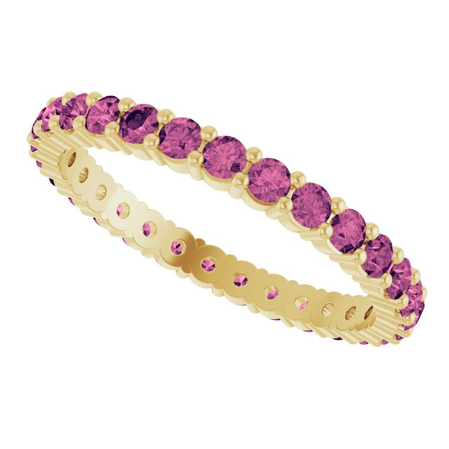 10K yellow gold-ring set with-Tourmaline, ideal for stacking, handcrafted in the US