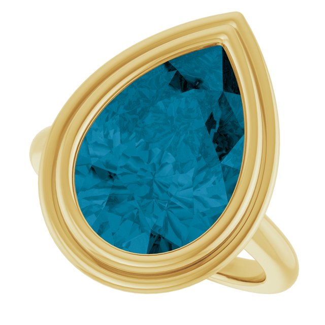 Artisan-crafted teardrop cocktail ring with moody London blue topaz stone