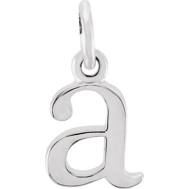 Sterling silver Lowercase A Initial Charm variant--A variant--Sterling-silver variant--14K-white-gold