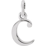 Sterling silver Lowercase C Initial Charm variant--C variant--Sterling-silver variant--14K-white-gold