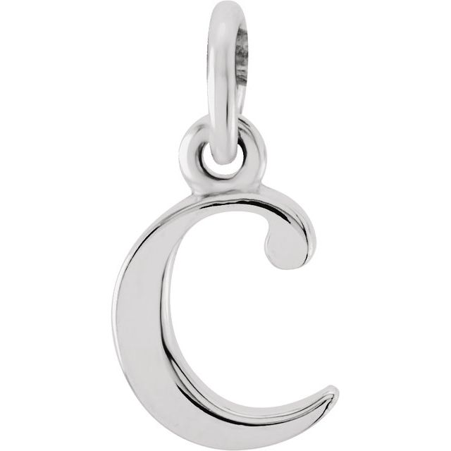 Sterling silver Lowercase C Initial Charm variant--C variant--Sterling-silver variant--14K-white-gold