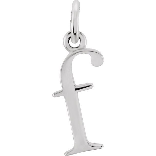 Sterling silver Lowercase F Initial Charm variant--F variant--Sterling-silver variant--14K-white-gold