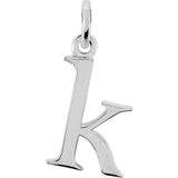 Sterling silver Lowercase K Initial Charm variant--K variant--Sterling-silver variant--14K-white-gold