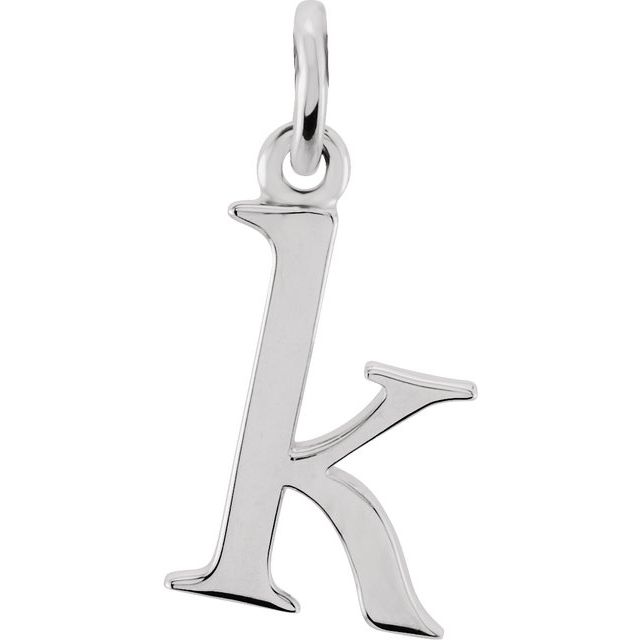 Sterling silver Lowercase K Initial Charm variant--K variant--Sterling-silver variant--14K-white-gold