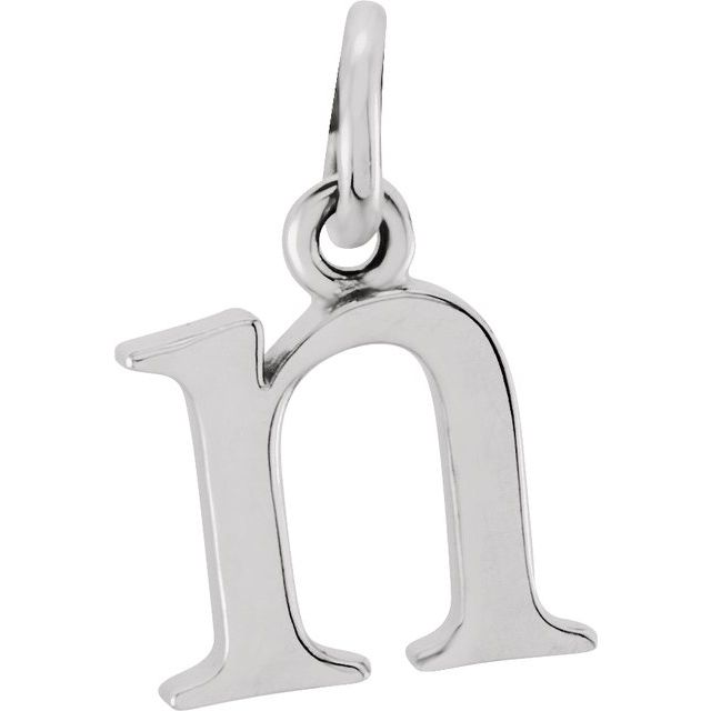 Sterling silver Lowercase N Initial Charm variant--N variant--Sterling-silver variant--14K-white-gold