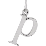 Sterling silver Lowercase P Initial Charm variant--P variant--Sterling-silver variant--14K-white-gold