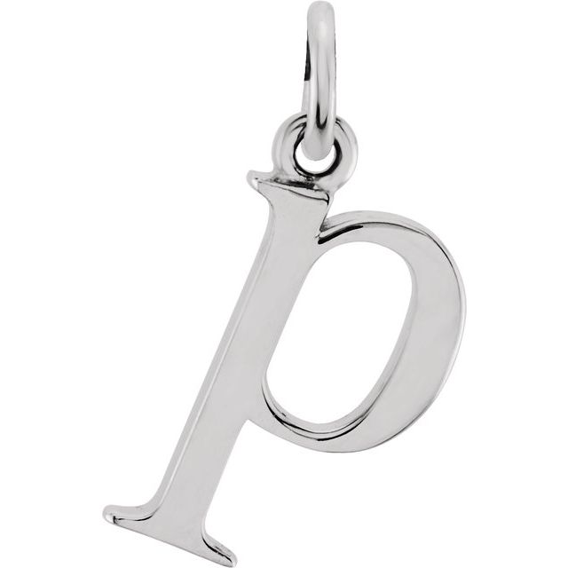 Sterling silver Lowercase P Initial Charm variant--P variant--Sterling-silver variant--14K-white-gold