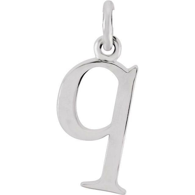 Sterling silver Lowercase Q Initial Charm variant--Q variant--Sterling-silver variant--14K-white-gold